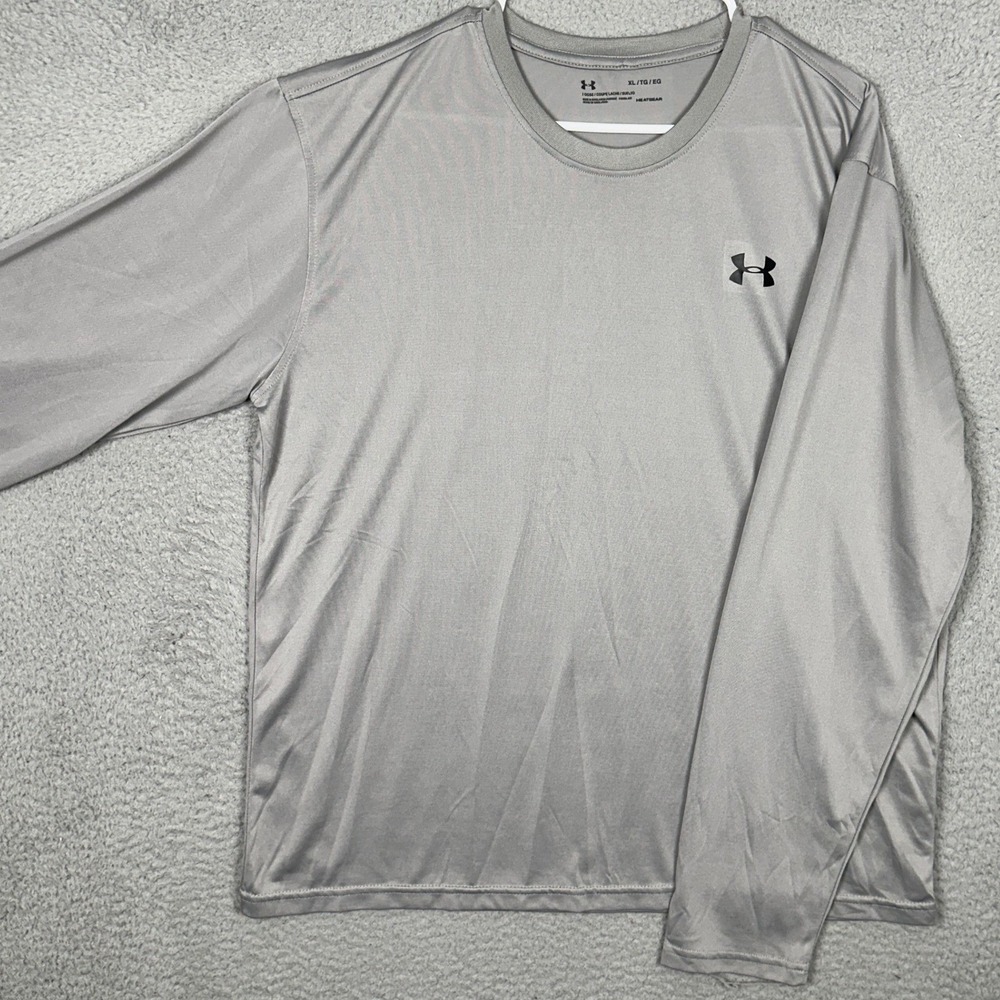 Under Armour Shirt Mens XL Grey‎ HeatGear Activewear Top Crew Neck Long Sleeve